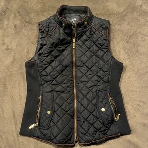 Black and Gold Quilted Vest - Spandex Sides
